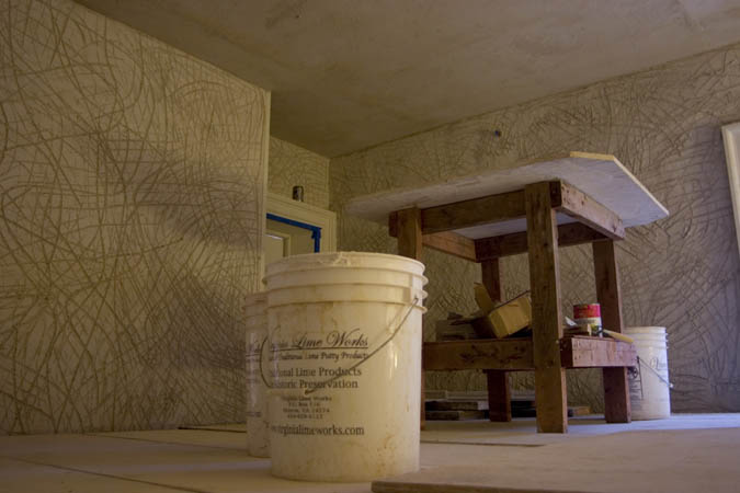 Lime plastering in Ilam Derbyshire for the National Trust
